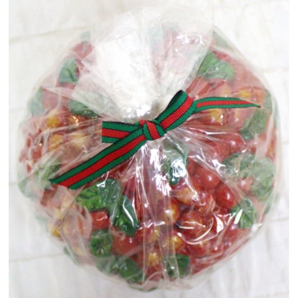 NWT VINTAGE 1997 5" CRANBERRY BALL HOLIDAY CANDLE RED & GREEN CHRISTMAS - Picture 7 of 9